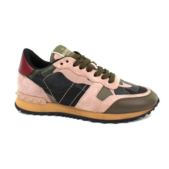 Valentino Camouflage Rockrunner Suede Leather Low Top Sneakers 37